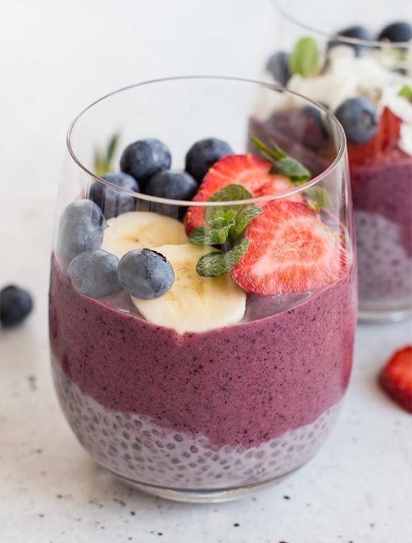 Acai Powder Chia Pudding with Fresh Berries