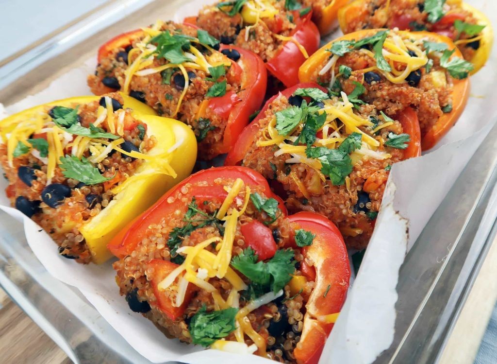 Adzuki Bean and Quinoa Stuffed Peppers