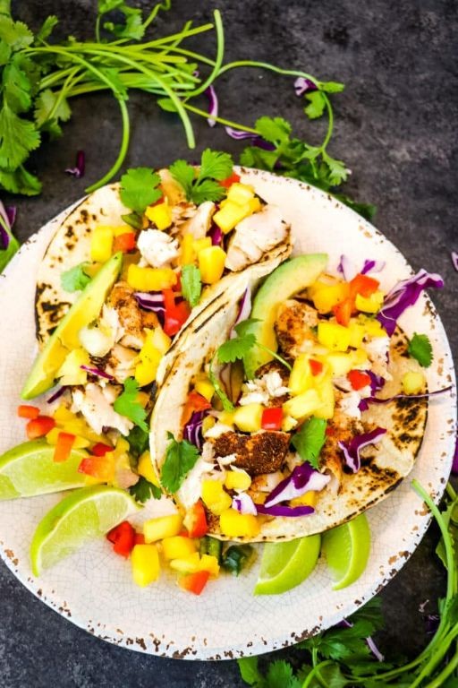 Air Fryer Mahi Mahi Tacos with Mango Salsa