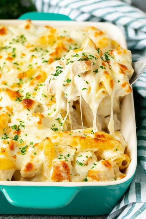 Alfredo Rotisserie Chicken Pasta Bake