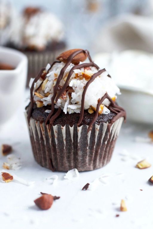 Almond Joy Box Cupcakes with Coconut Almond Topping