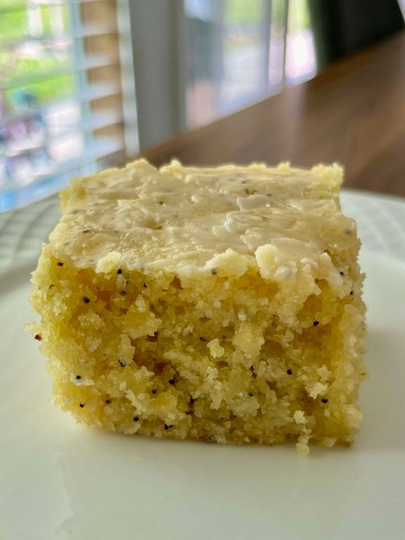 Almond Poppy Seed Sourdough Cake