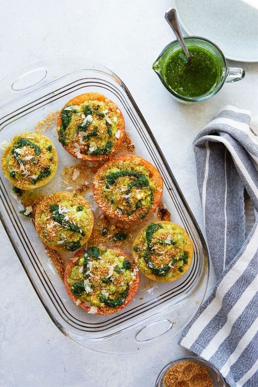 Alouette Cheese and Pesto Stuffed Tomatoes