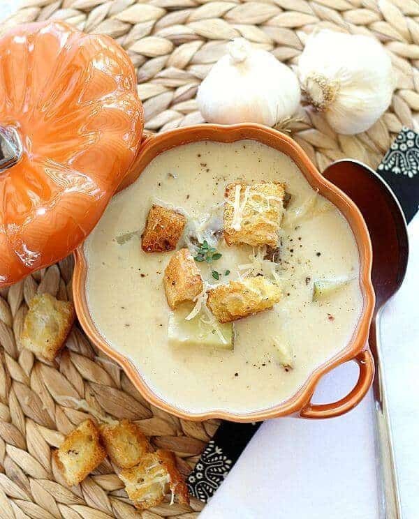 Alouette Cheese and Roasted Garlic Soup