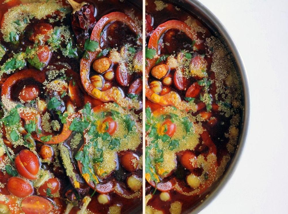 Amaranth Leaves and Chickpea Stew
