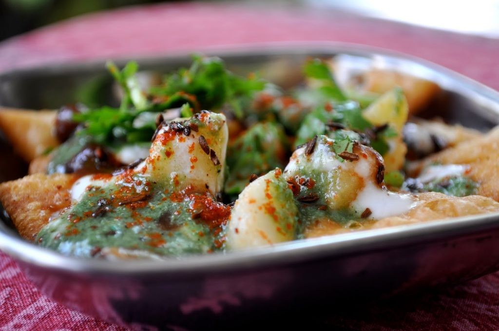 Apple Chaat with Tamarind and Green Chutney