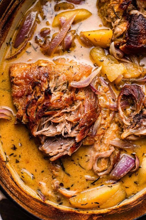 Apple Cider Braised Pork and Beans