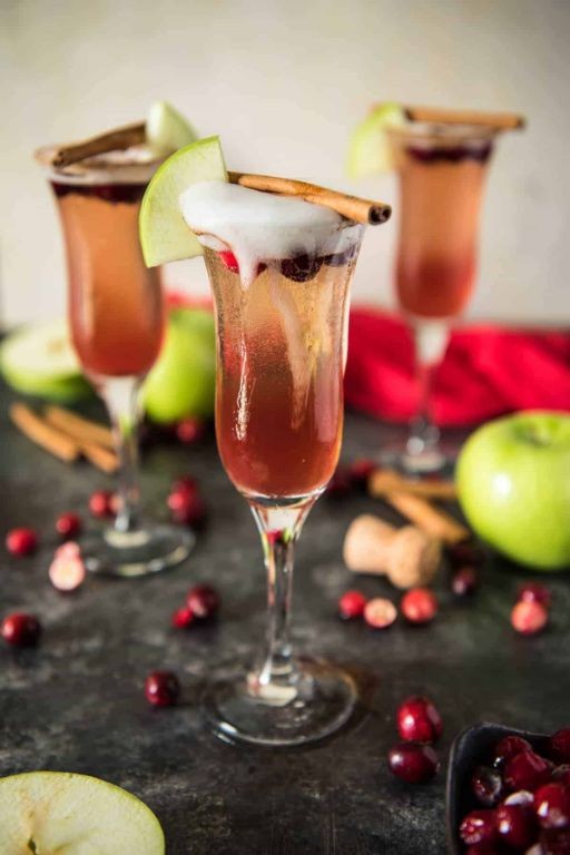 Apple Cider Mimosa with Cranberry