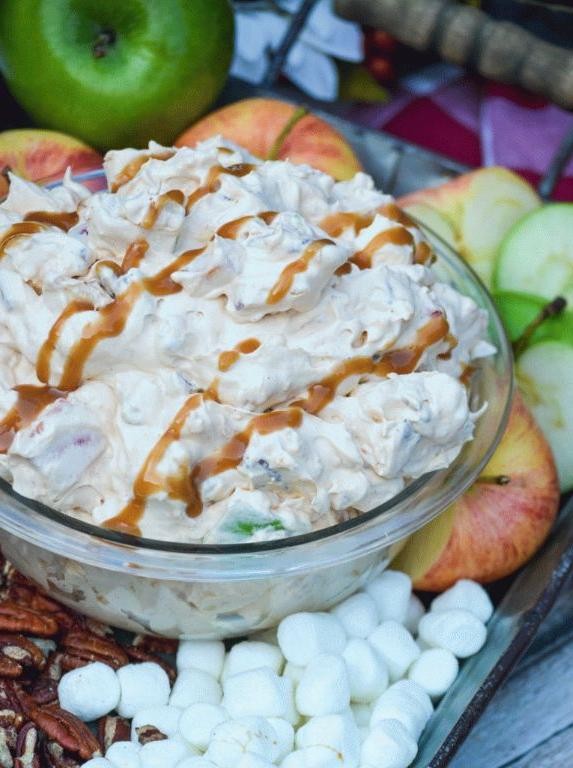 Apple Fluff Salad with Caramel Drizzle