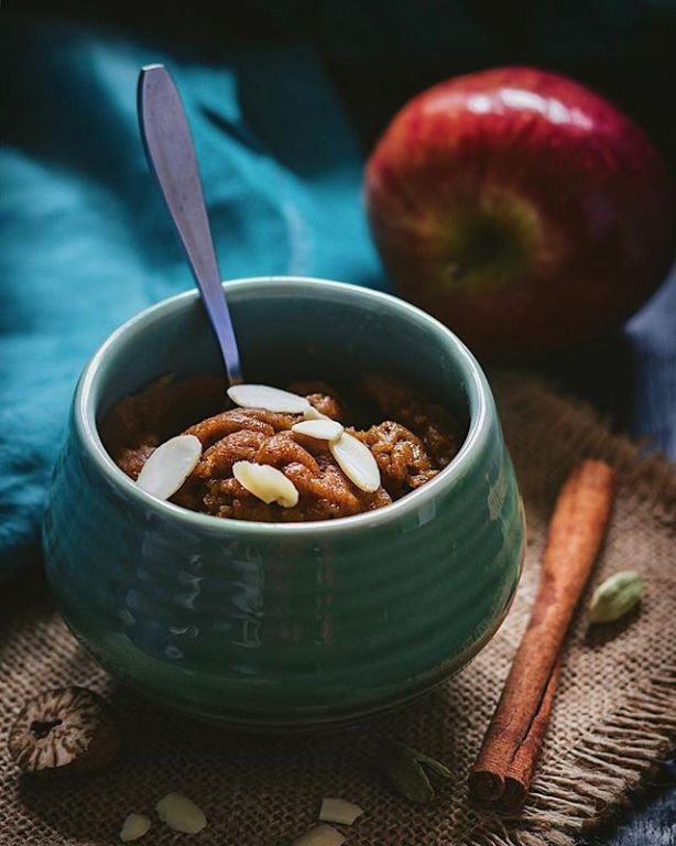 Apple Halwa with Ghee and Almonds