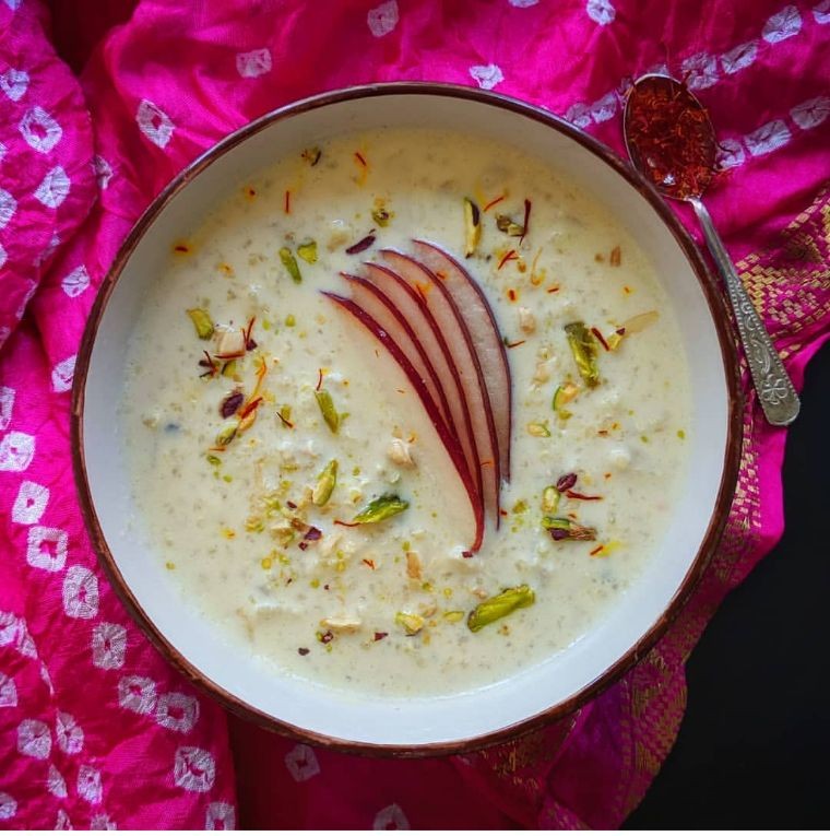 Apple Kheer with Cardamom and Saffron
