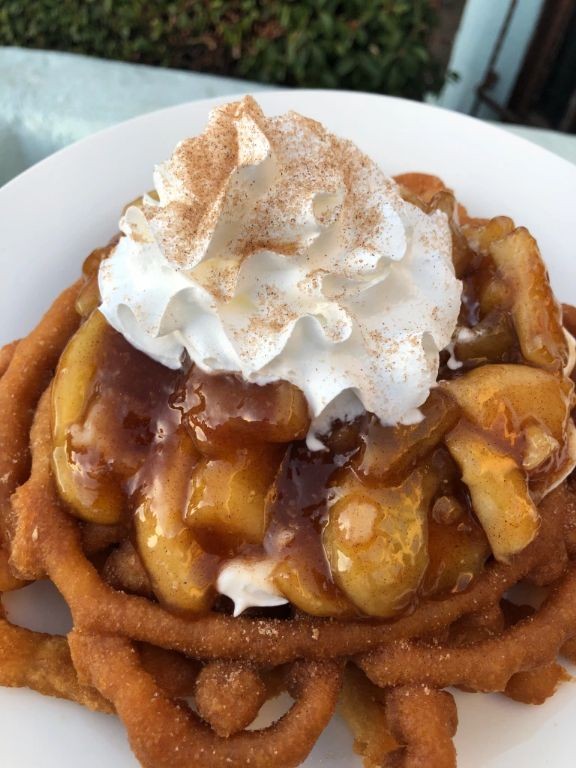 Apple Pie Funnel Cake with Cinnamon Streusel