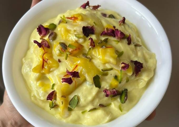 Apple Shrikhand with Saffron and Pistachios
