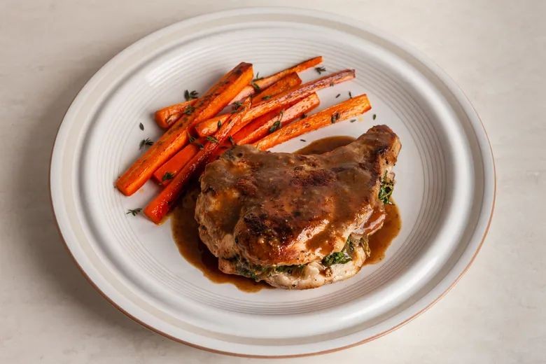 Apple and Kale Stuffed Pork Chops