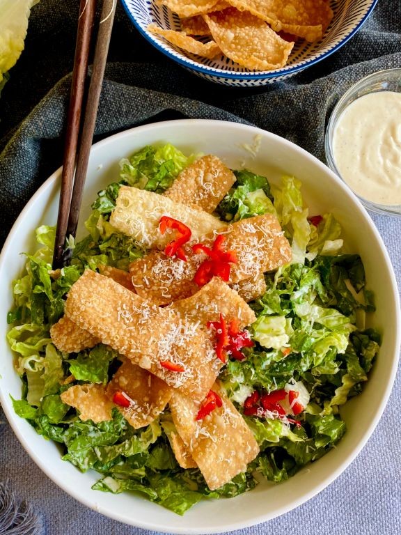 Asian-Inspired Caesar Salad with Sesame Dressing