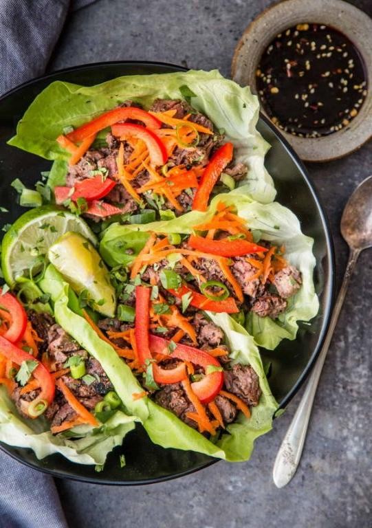 Asian-Style Eye of Round Steak Lettuce Wraps