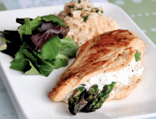 Asparagus and Goat Cheese Stuffed Chicken Breast
