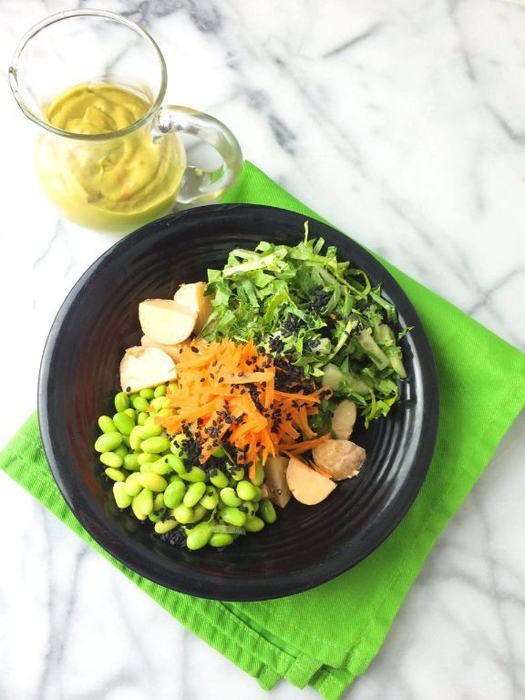 Avocado and Edamame Buddha Bowl with Miso Dressing