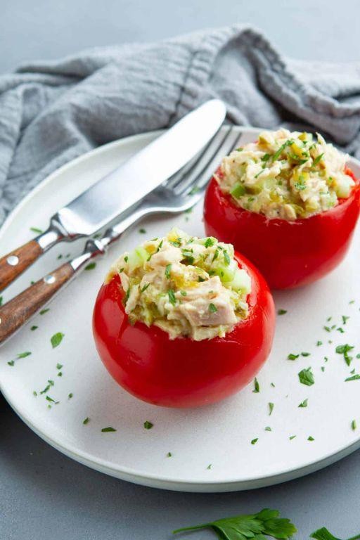 Avocado and Tuna Stuffed Tomatoes