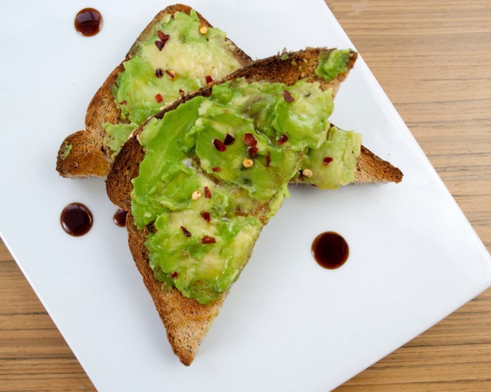 Avocado toast with a sprinkle of chili flakes