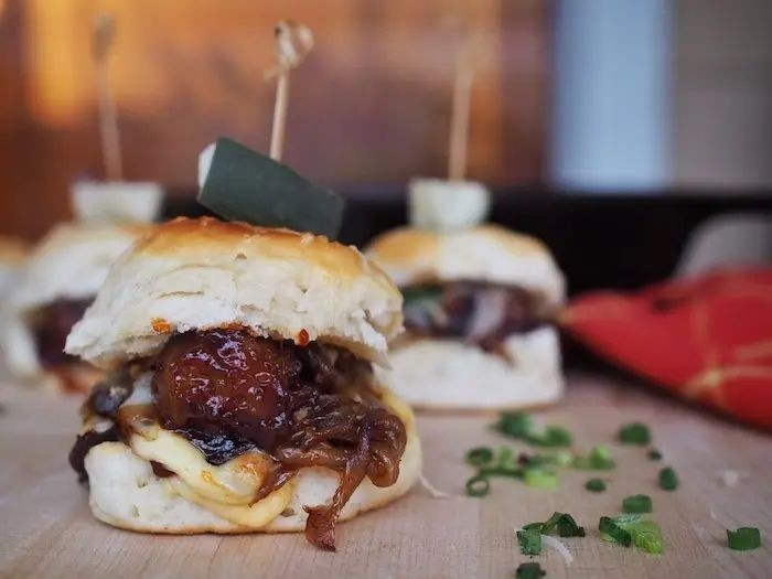BBQ Beef and Pork Meatball Sliders
