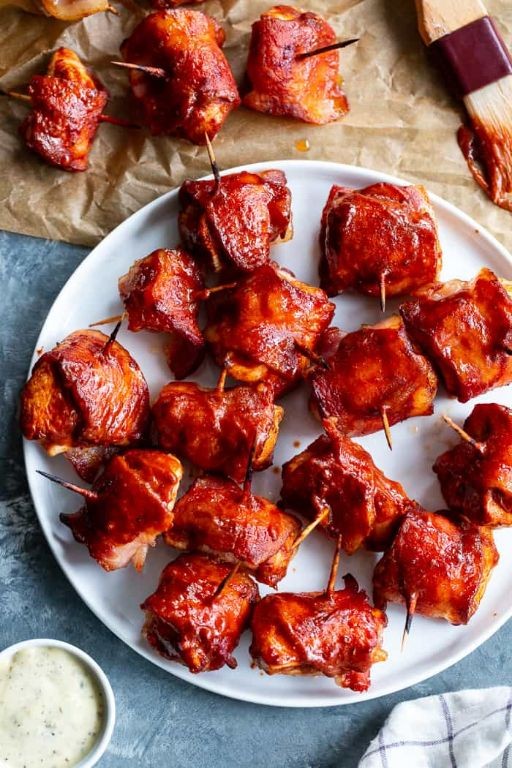 BBQ Chicken Chunks with Smoky Bacon Wraps