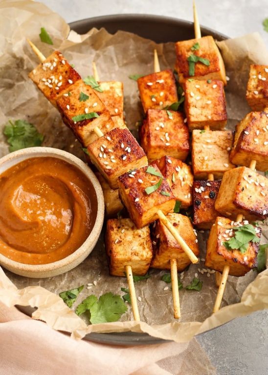 BBQ Fried Tofu Skewers