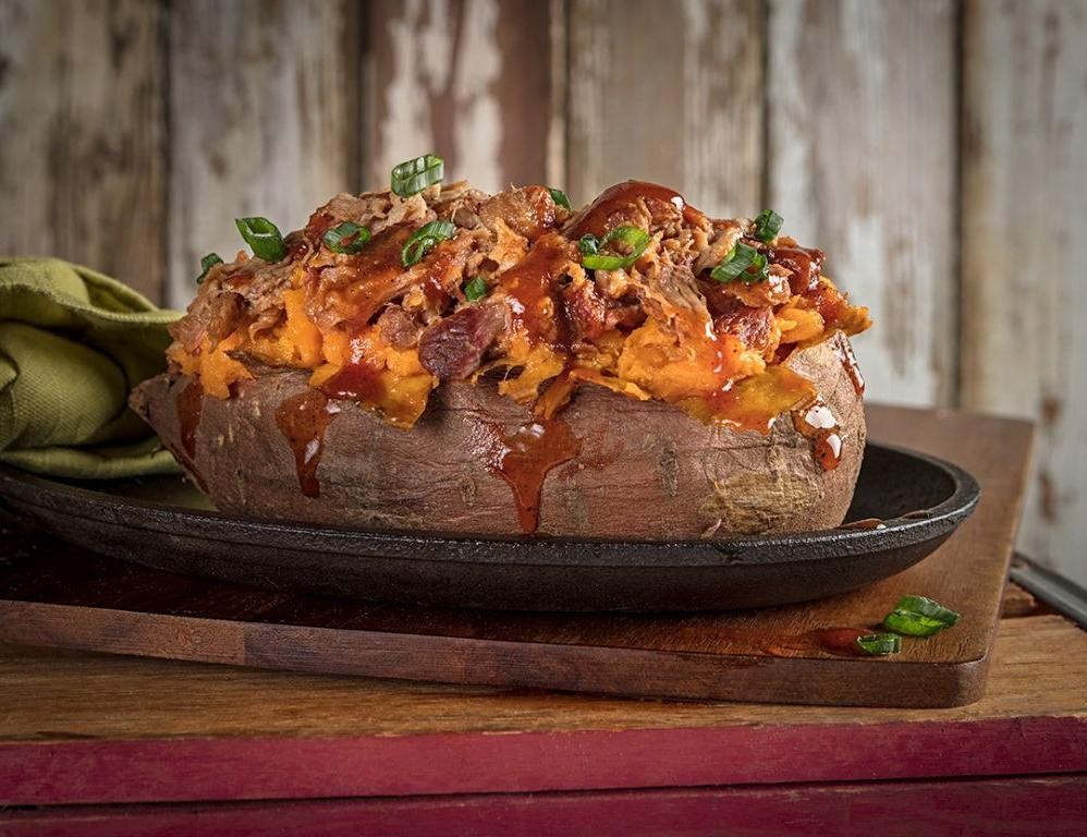 BBQ Pulled Pork Stuffed Sweet Potatoes