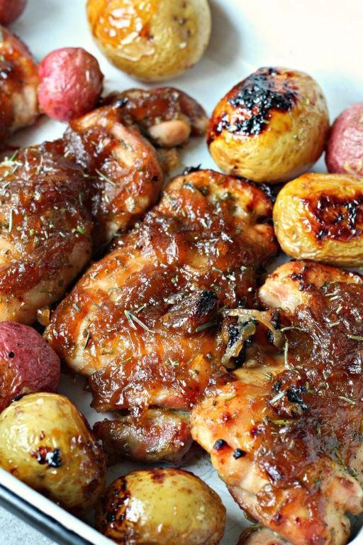 BBQ Smothered Chicken Thighs with Caramelized Onions
