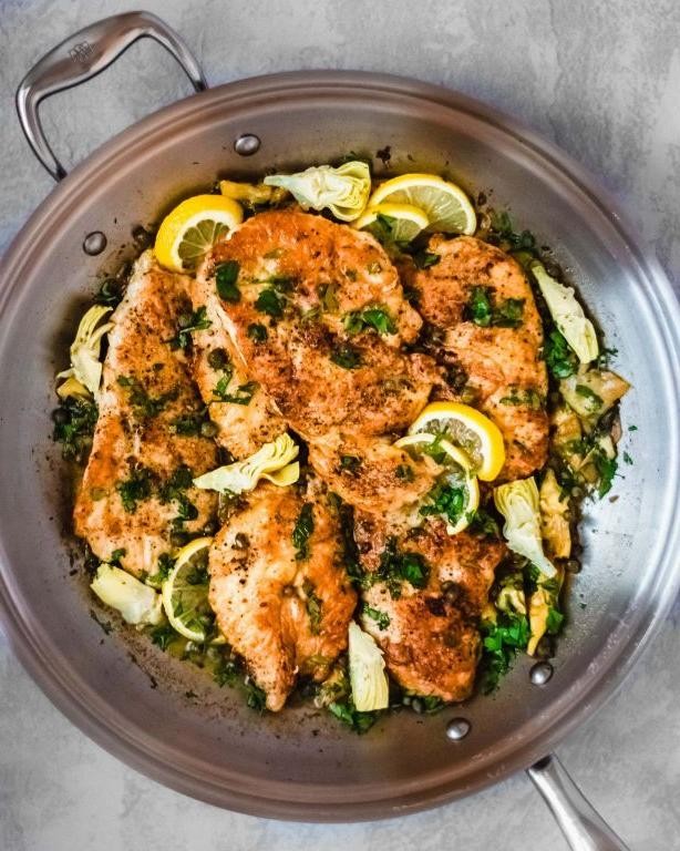 Baby Artichoke and Chicken Skillet