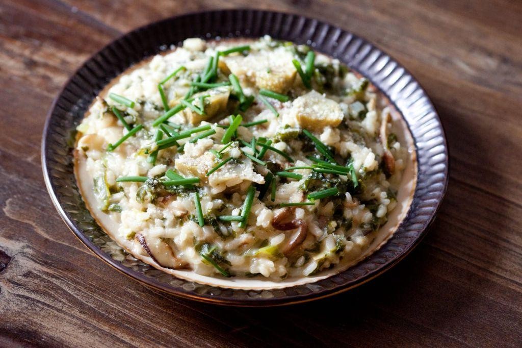 Baby Artichoke and Mushroom Risotto
