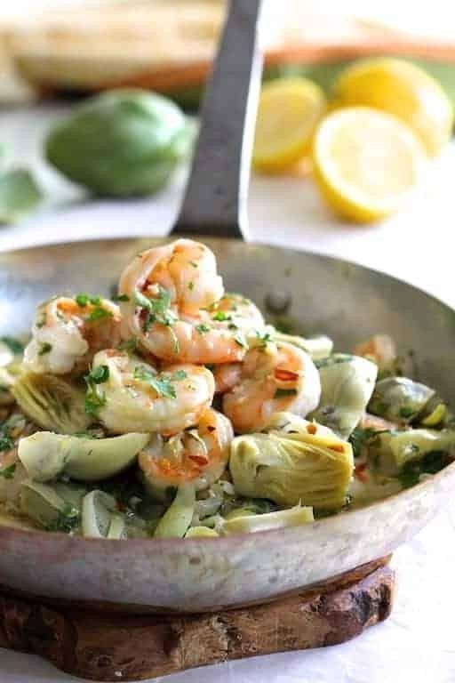 Baby Artichoke and Shrimp Scampi