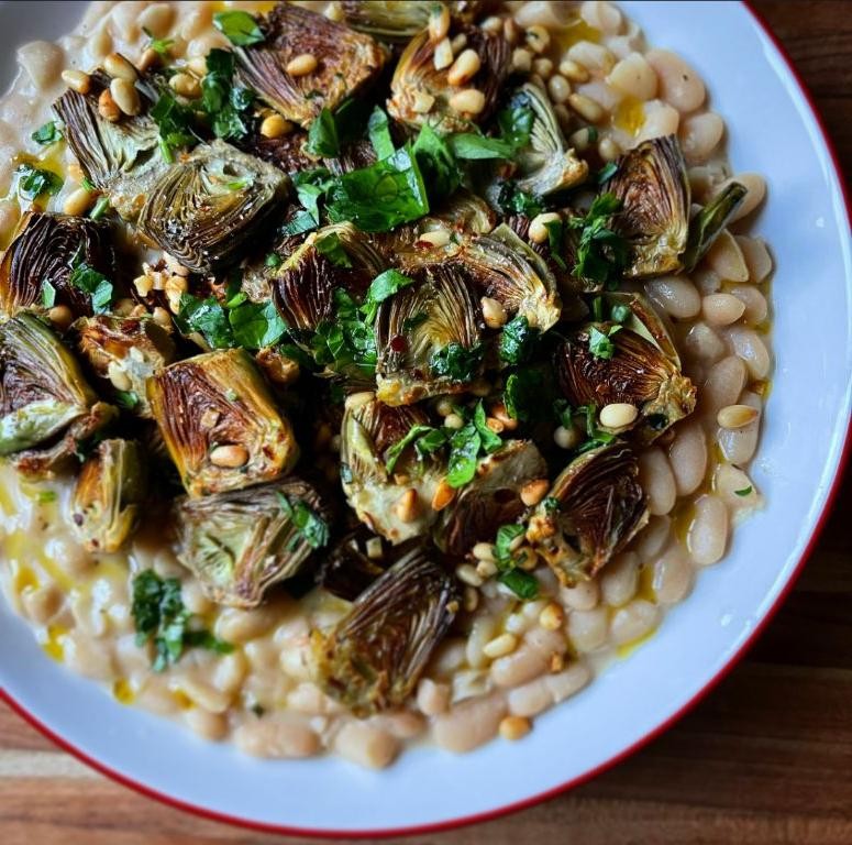 Baby Artichoke and White Bean Stew