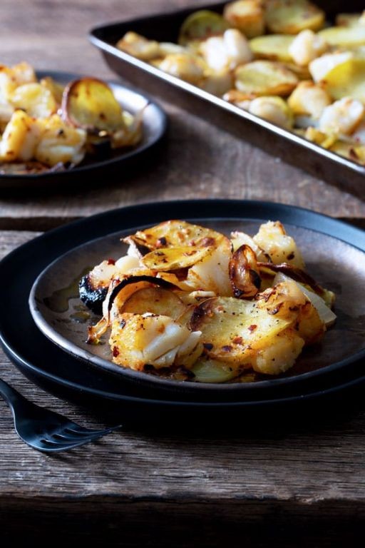 Baccala with Roasted Peppers and Potatoes