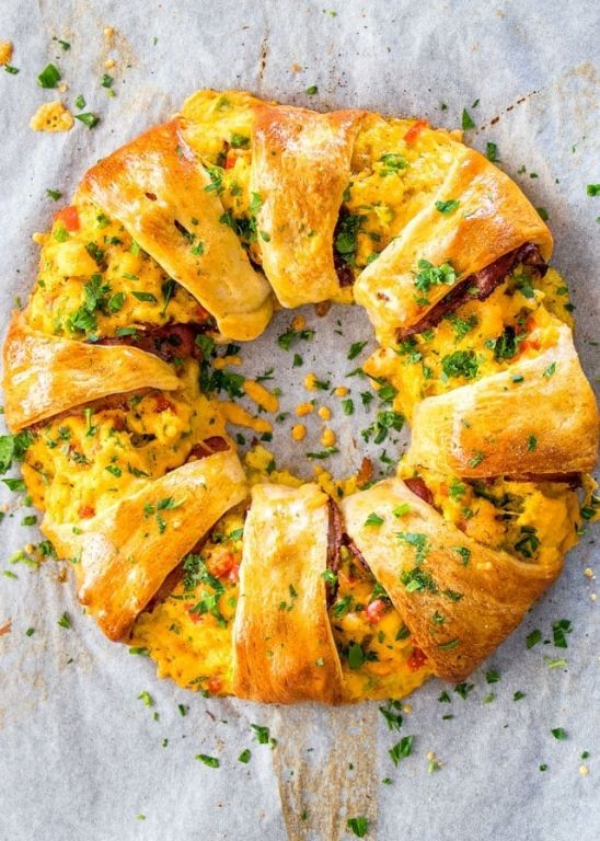 Bacon Egg and Cheese Crescent Roll Breakfast Ring
