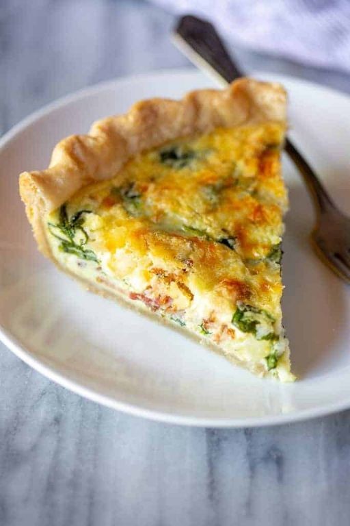 Bacon Spinach Quiche with Cheddar