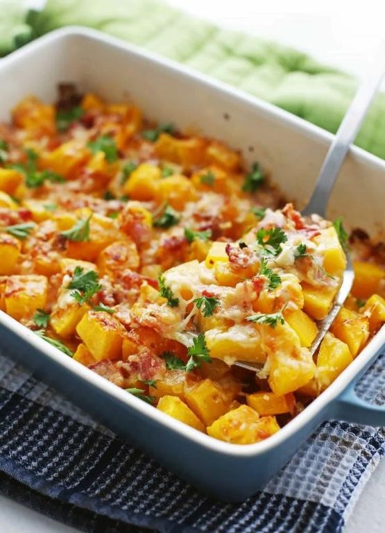 Bacon and Butternut Squash Casserole