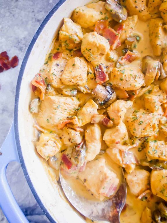 Bacon and Mushroom Chicken Scampi