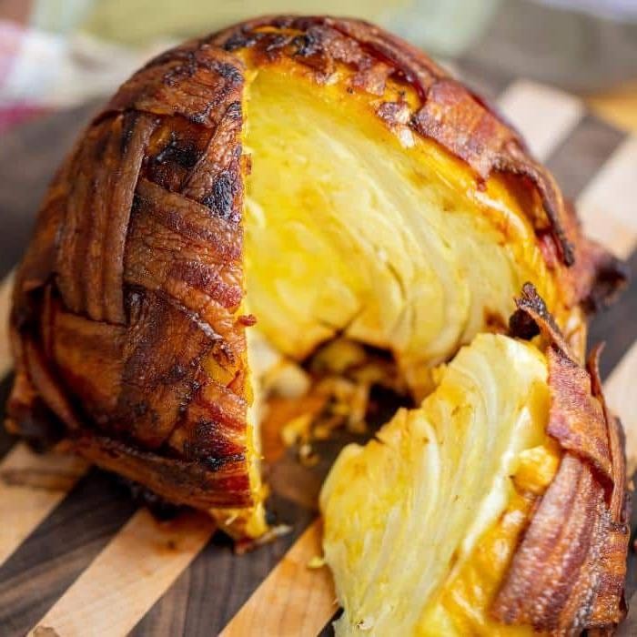 Bacon-Wrapped Baked Cabbage Rolls
