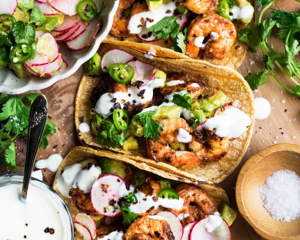Baja Shrimp Tacos with Greek Yogurt Sauce