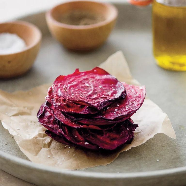 Baked Beet Chips with Sea Salt