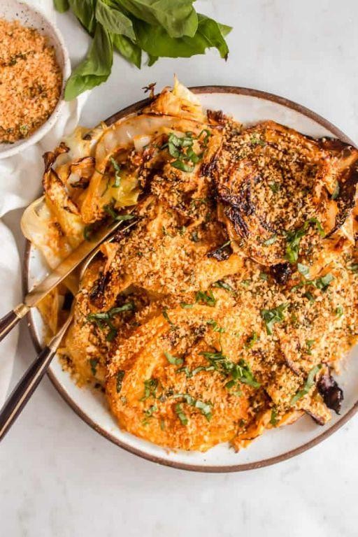 Baked Cabbage with Crispy Breadcrumbs