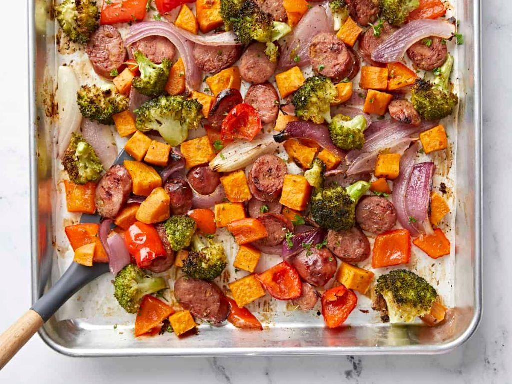 Baked Chicken Sausage with Roasted Vegetables