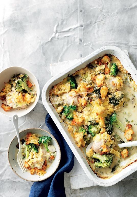 Baked Chicken and Broccoli with Mushroom Sauce