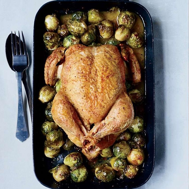 Baked Chicken with Roasted Brussels Sprouts