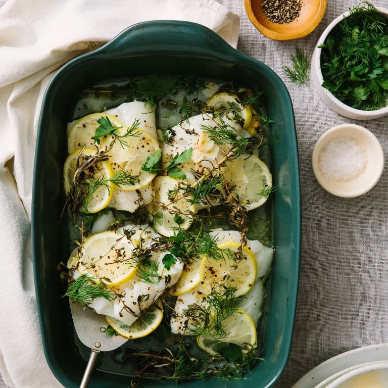 Baked Cod with Herbs and Lemon