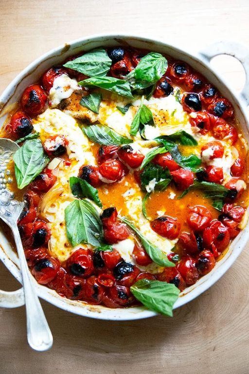 Baked Feta with Cherry Tomatoes and Basil