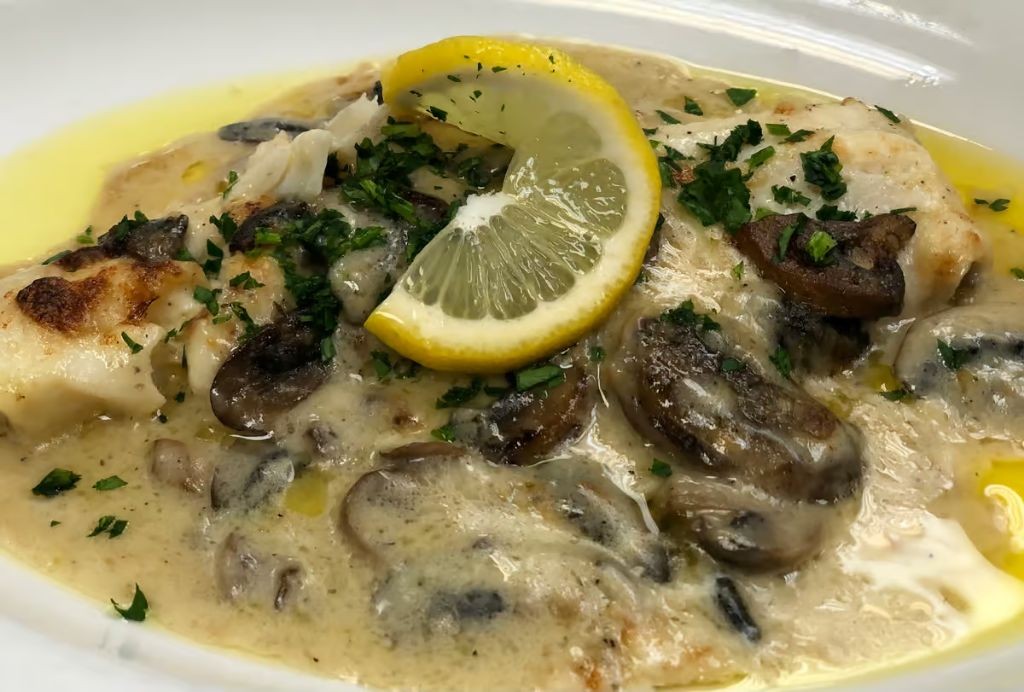 Baked Haddock in Creamy Mushroom Sauce