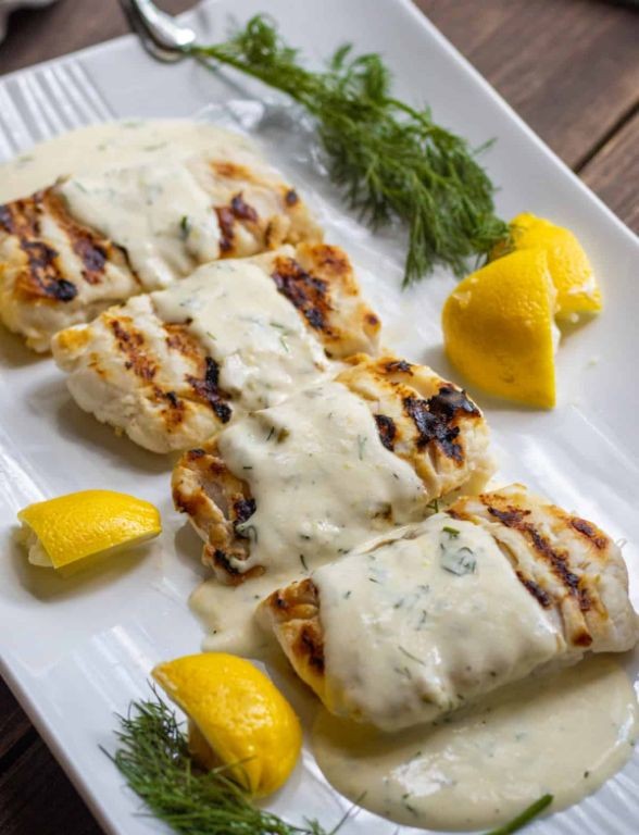 Baked Haddock with Lemon Dill Sauce