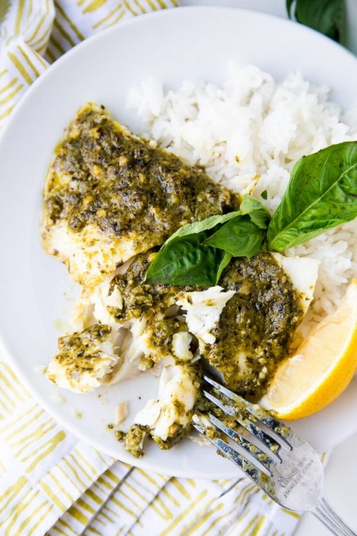 Baked Haddock with Pesto Topping